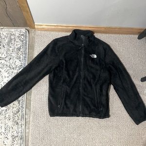 The North Face black fluffy zip up jacket size small